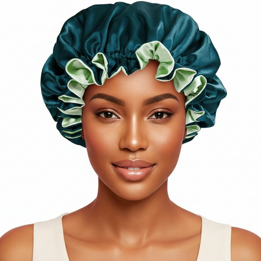 Dark Green Satin Bonnet