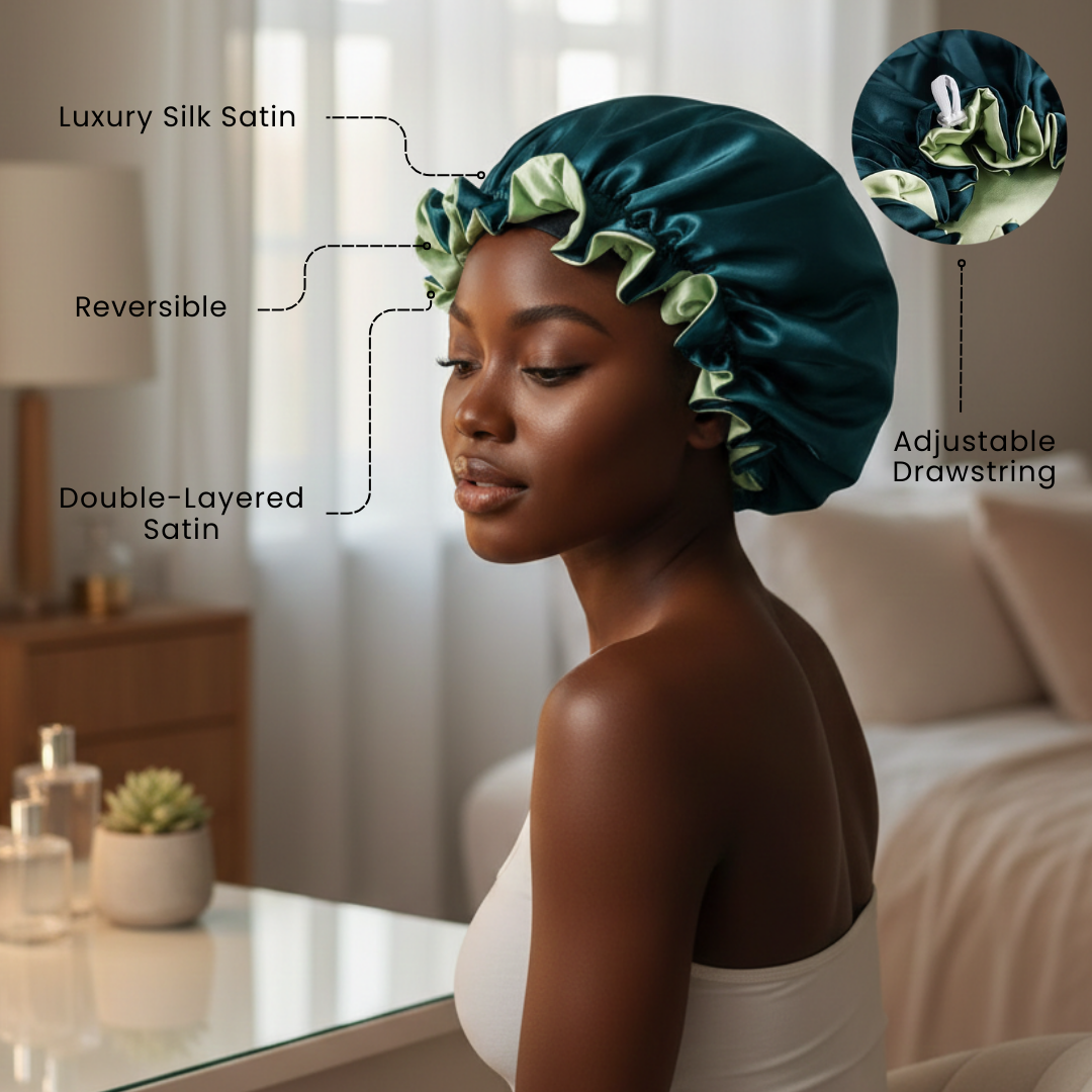 Dark Green Satin Bonnet