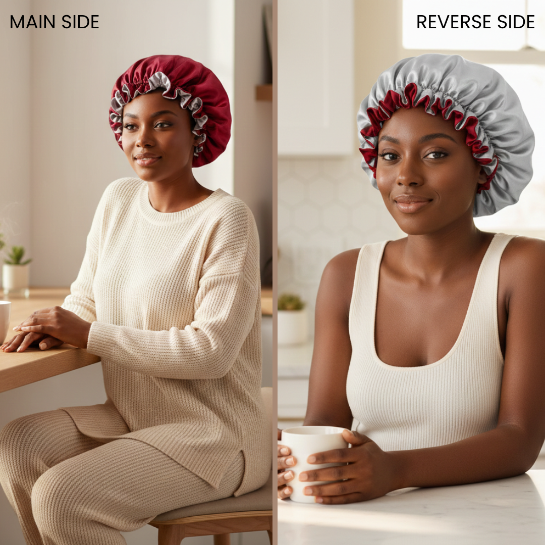 Burgundy Satin Bonnet