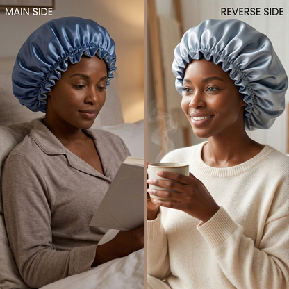 Dusty Blue & Steel Blue Satin Bonnet