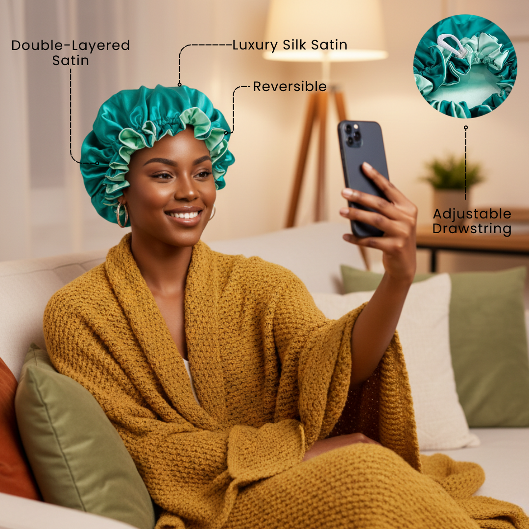 Teal Satin Bonnet