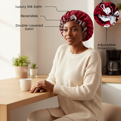 Burgundy Satin Bonnet