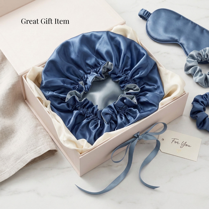 Dusty Blue & Steel Blue Satin Bonnet