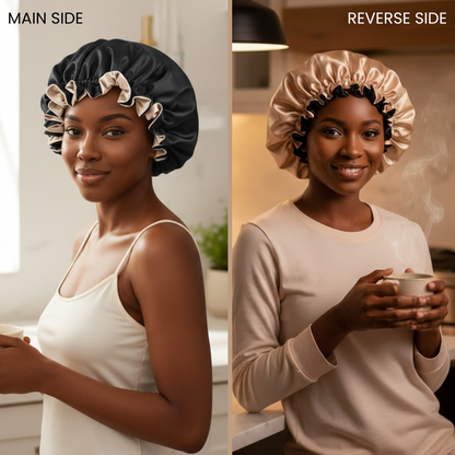 Black Satin Bonnet