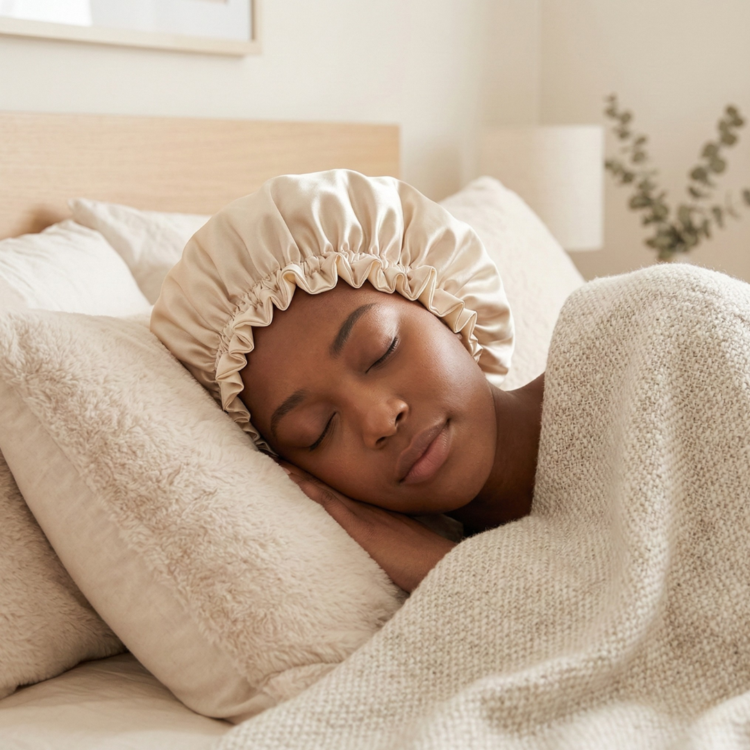 Champagne & Ivory Satin Bonnet