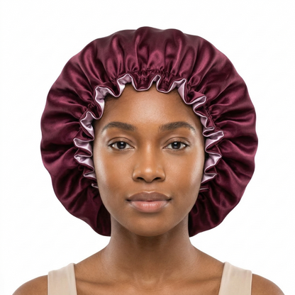 Wine and Mauve Satin Bonnet