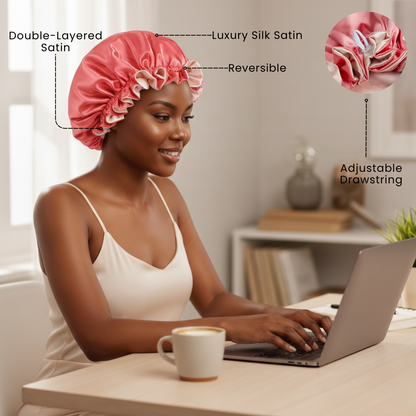 Coral Satin Bonnet