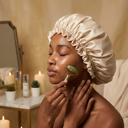 Champagne & Ivory Satin Bonnet