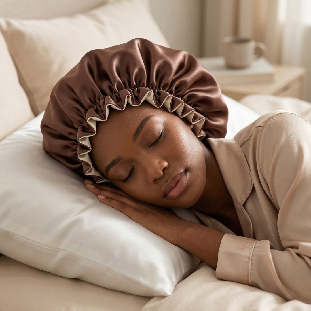 Rustic Brown Satin Bonnet
