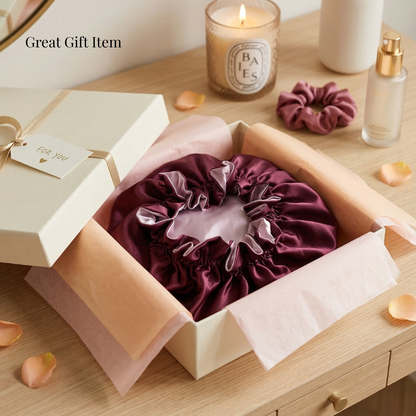 Wine and Mauve Satin Bonnet