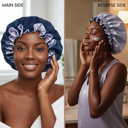 Navy Satin Bonnet