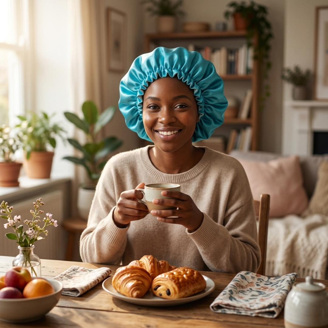 Scuba Blue Satin Bonnet