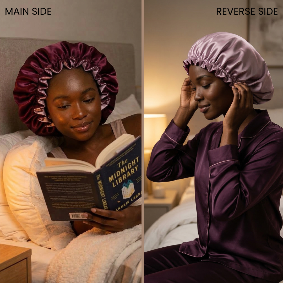 Wine and Mauve Satin Bonnet