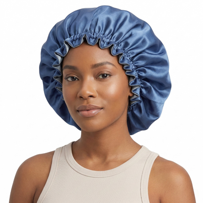 Dusty Blue & Steel Blue Satin Bonnet