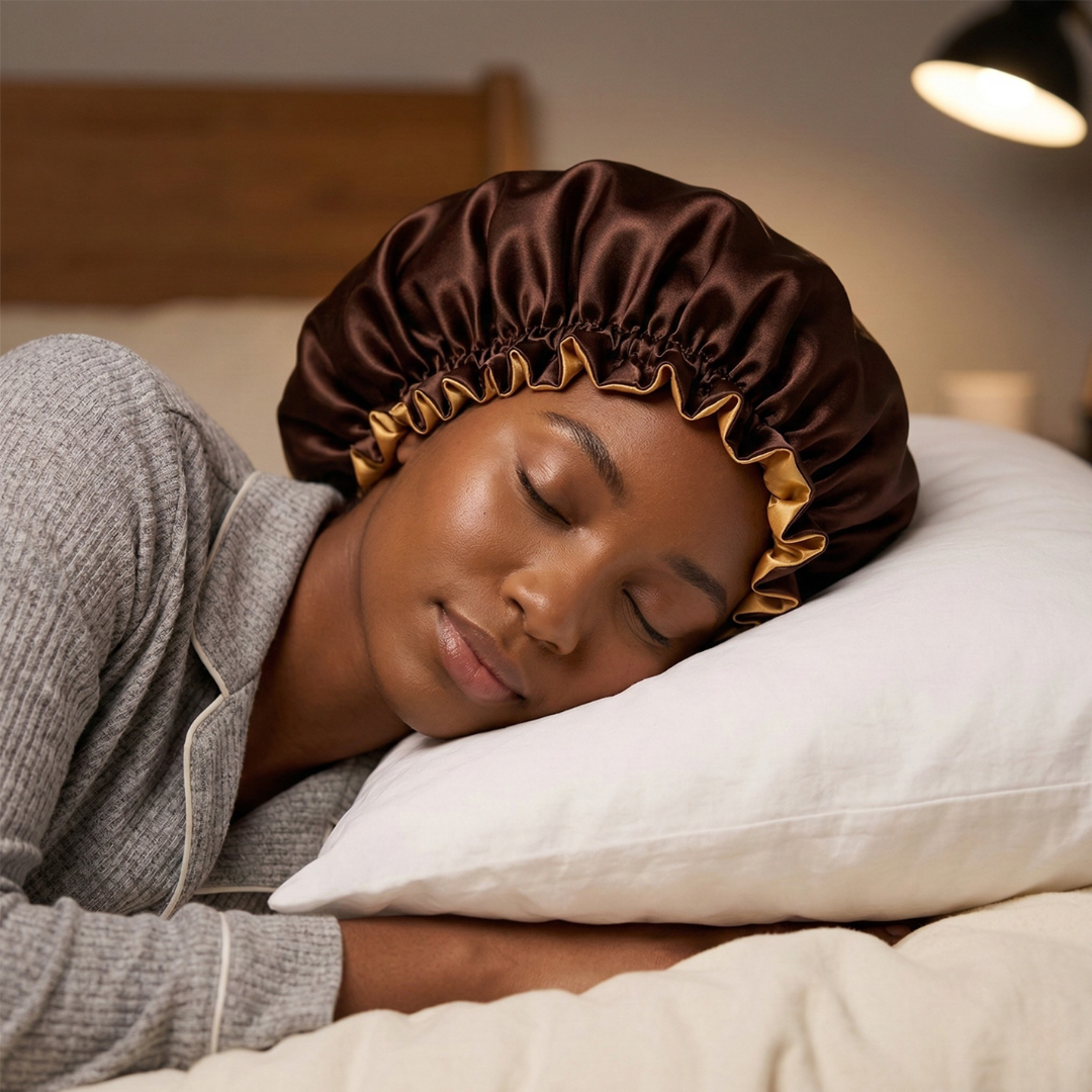 Chocolate Brown Satin Bonnet