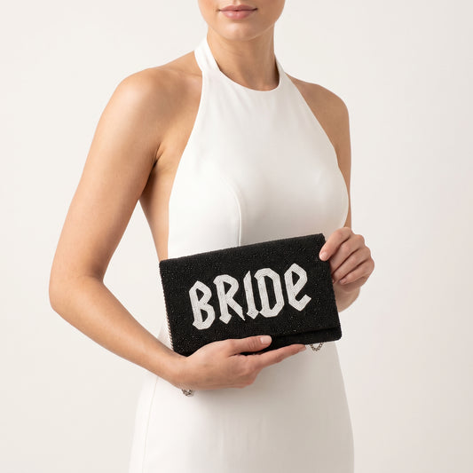 Black Bride beaded bridal clutch