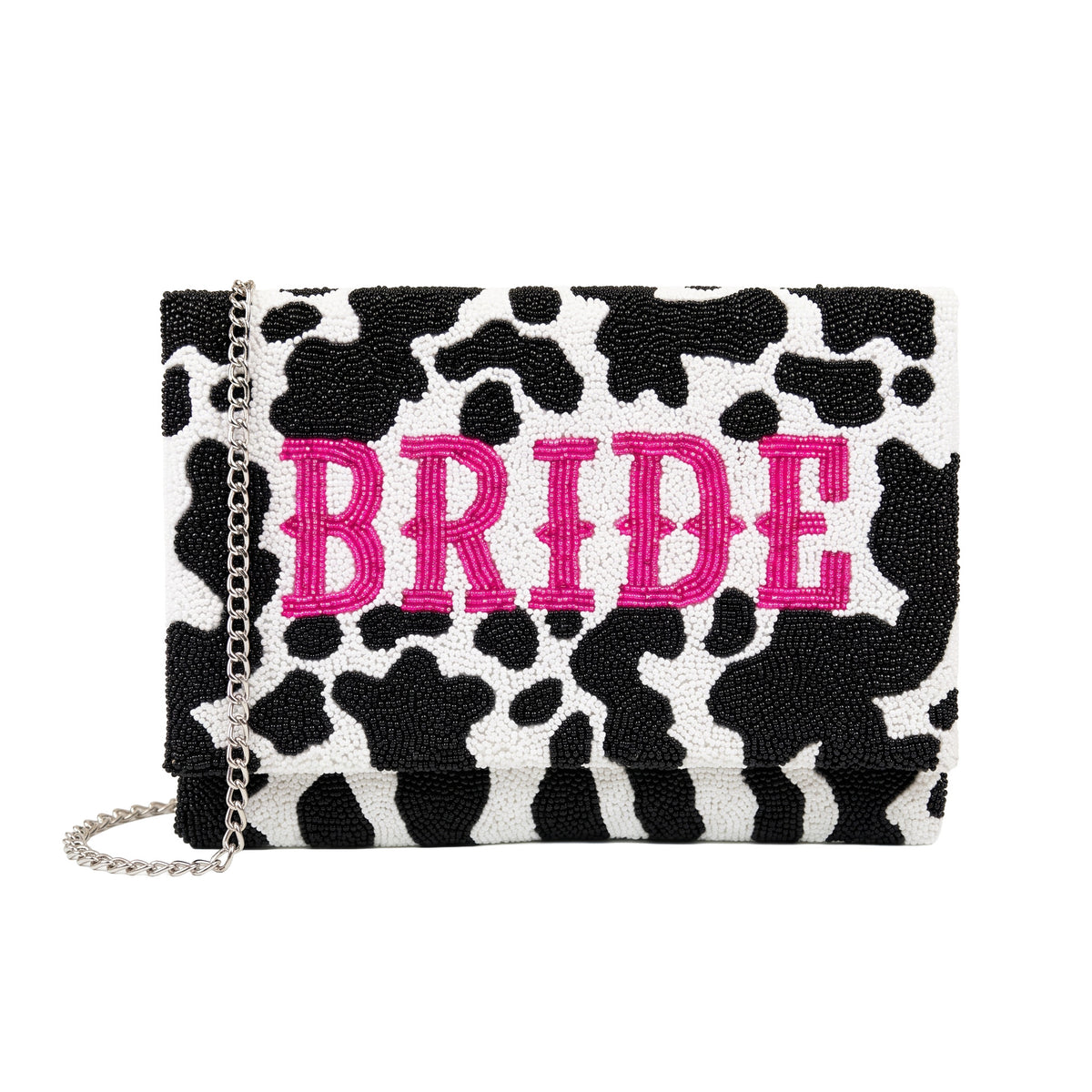 Cow Print Pink Bride Clutch