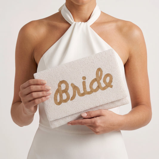 Bridal Clutch Bag (Gold Text)