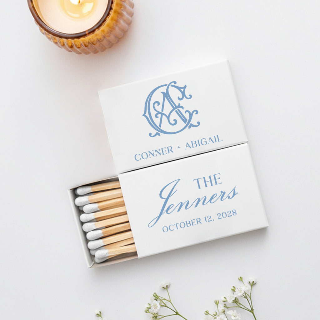 Custom Wedding Matchboxes for Reception Favors (CS 685)