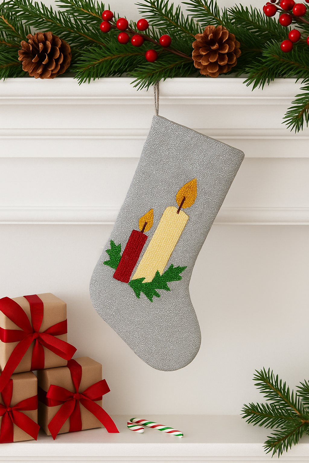 Beaded Candle Christmas Stocking