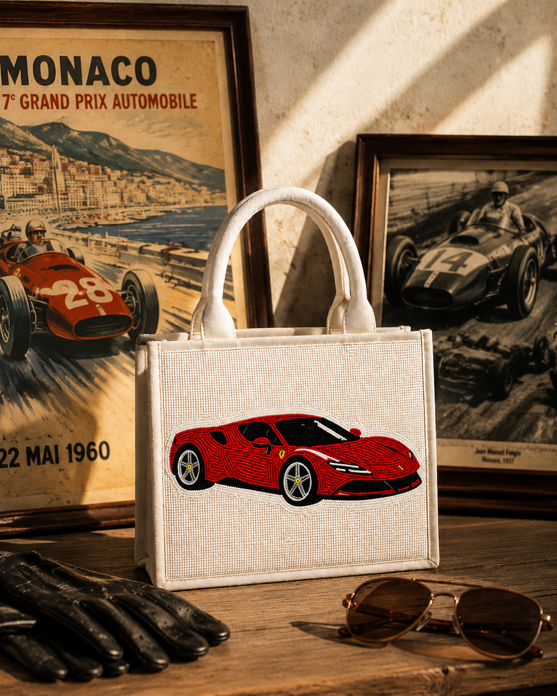 Racing Legends Beaded Mini Tote Bag