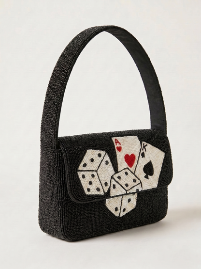 Hand-Beaded Game Night Shoulder Bag
