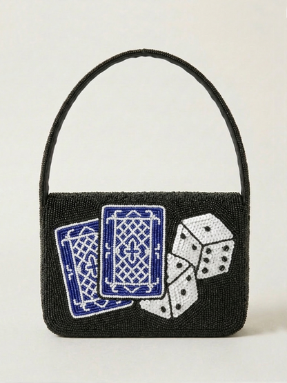 Hand-Beaded Game Night Shoulder Bag