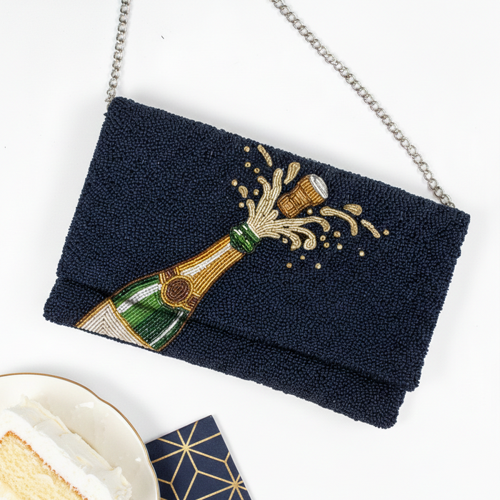 Champagne Pop Beaded Clutch