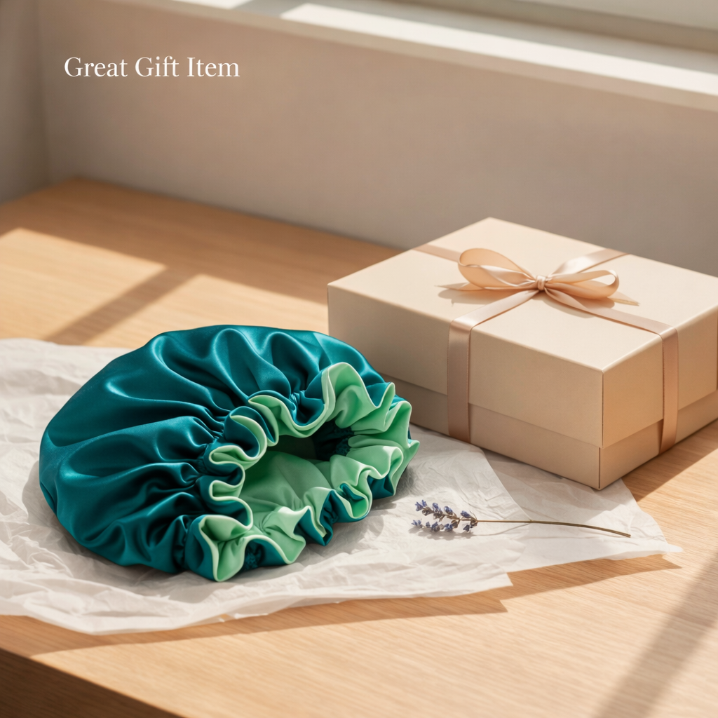 Teal Satin Bonnet