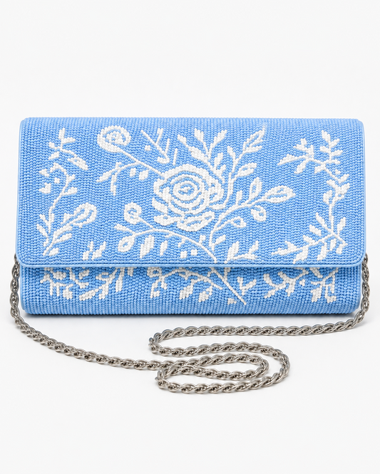 Something Blue Beaded Bridal Clutch