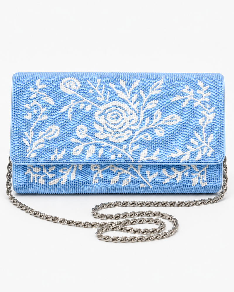 Something Blue Beaded Bridal Clutch