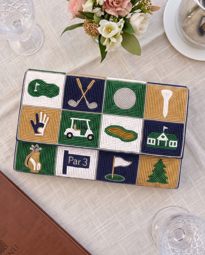 Golf Patchwork Beaded Clutch (HHFC)