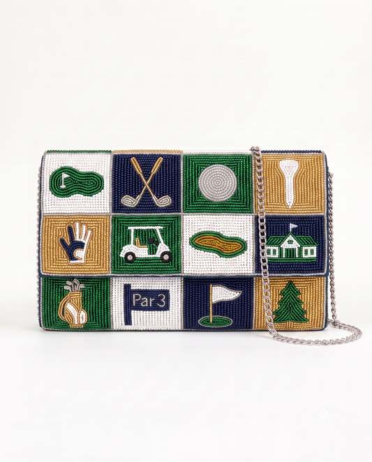 Golf Patchwork Beaded Clutch (HHFC)
