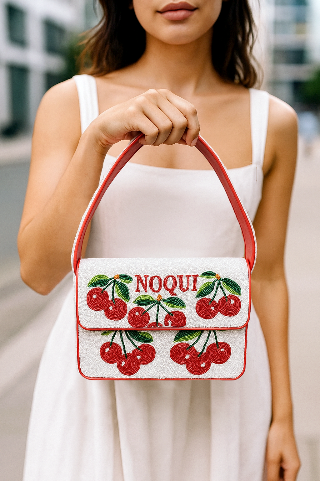 Cherry Beaded Shoulder Bag