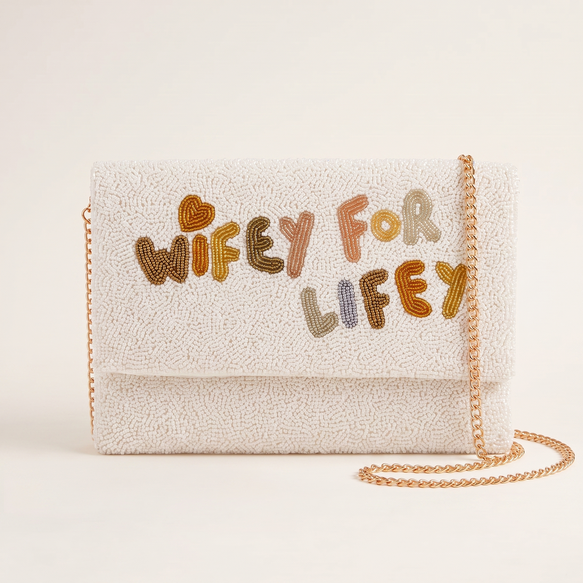 Wifey For Lifey Beaded Bridal Clutch