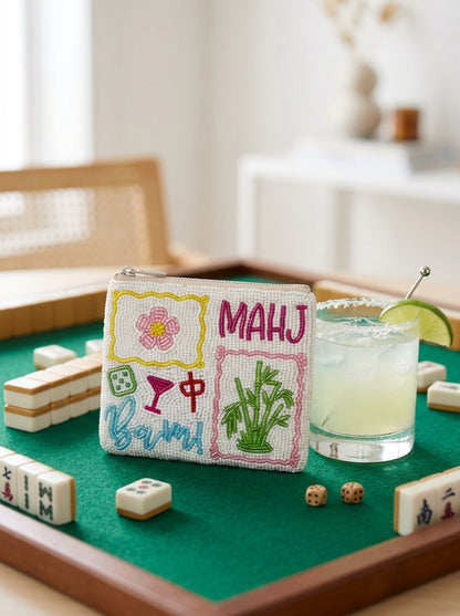 Mahjong Collage Beaded Coin Purse