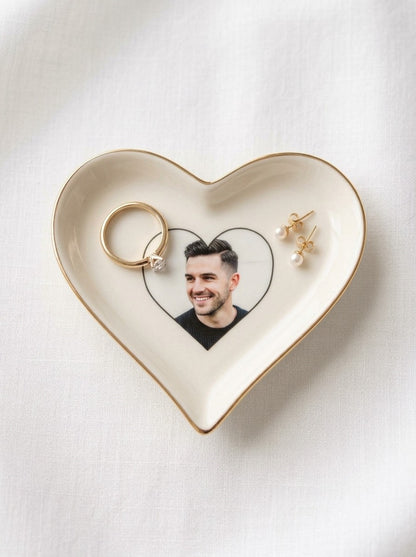Personalized Photo Heart Ring Dish