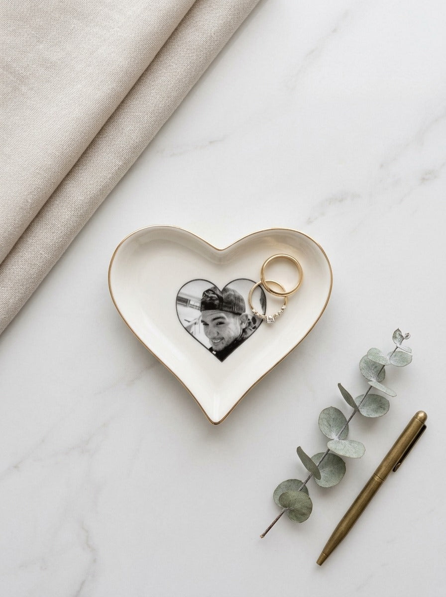 Personalized Photo Heart Ring Dish