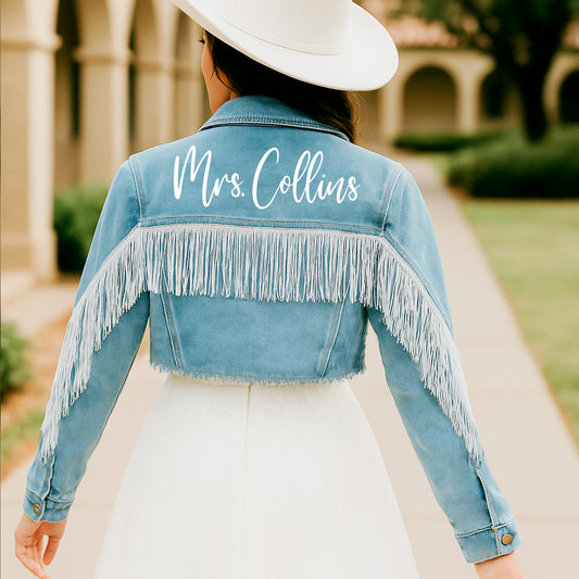 (Blue Fringe) Bachelorette Party Denim Jacket