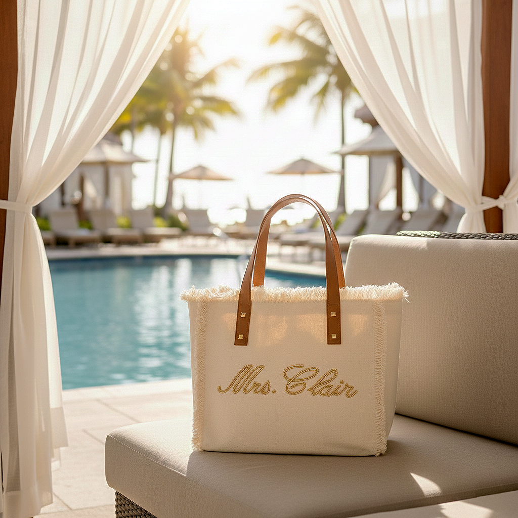 Personalized Bride Fringe Tote Bag