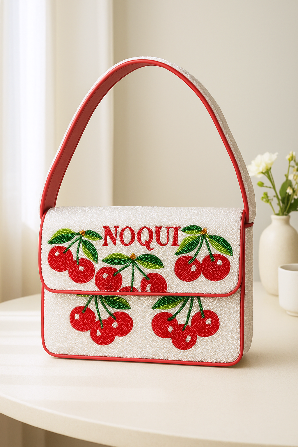 Cherry Beaded Shoulder Bag