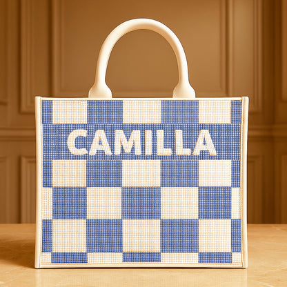 Ivory Check Luxe Tote
