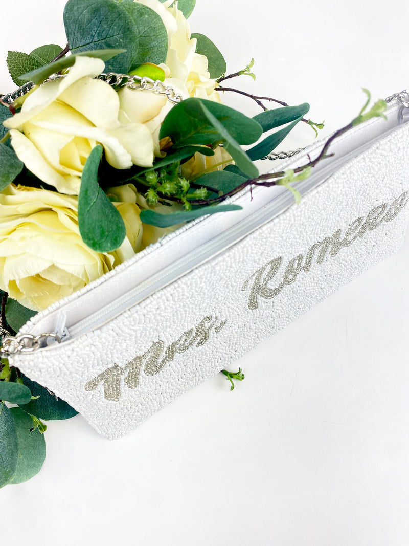 Mrs. Last Name Beaded Zipper Purse
