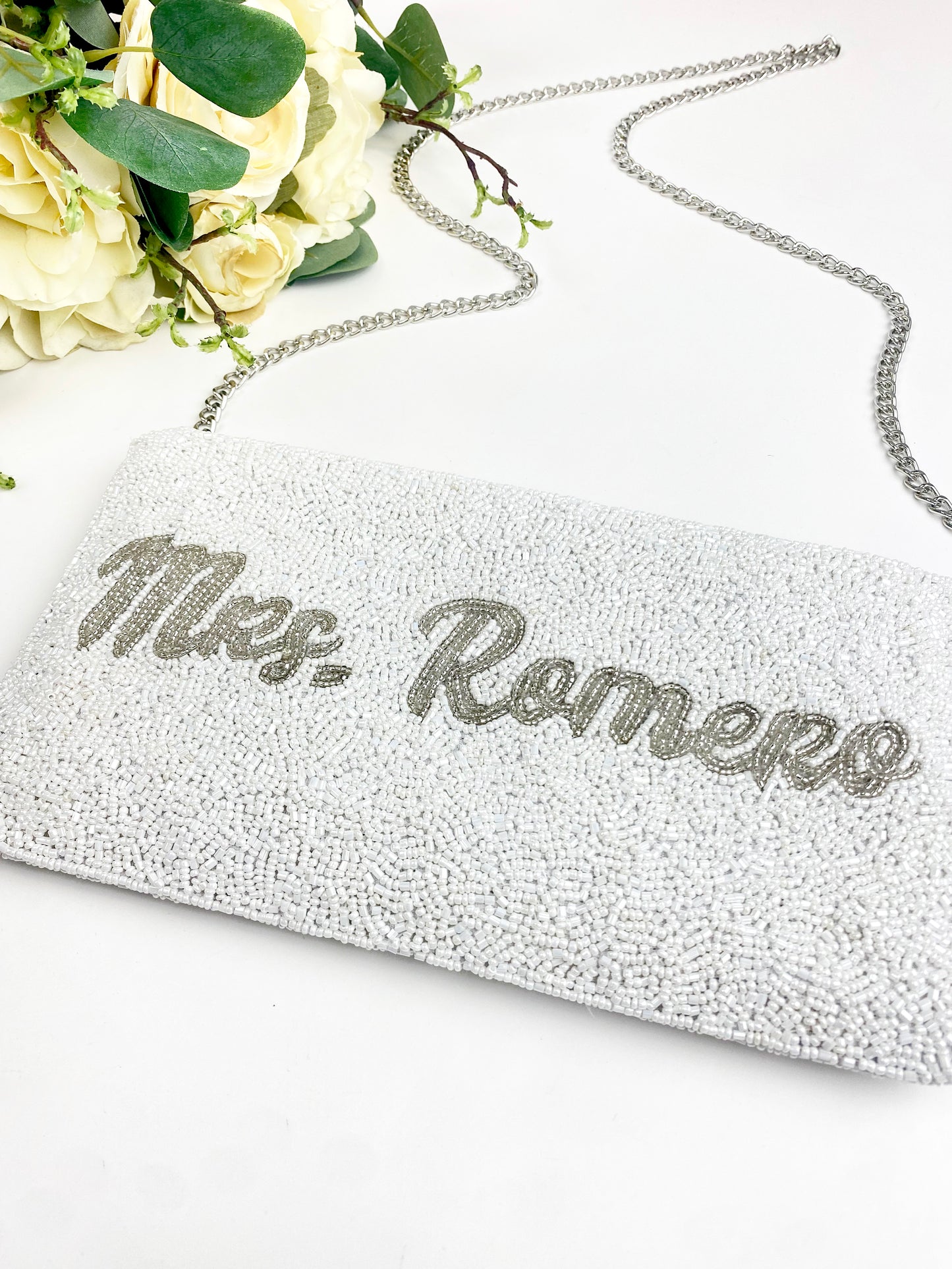 Mrs. Last Name Beaded Zipper Purse