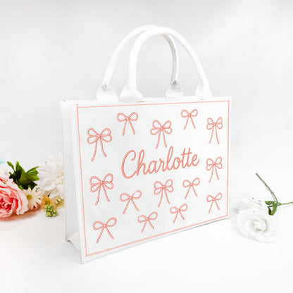 Pink Ribbon Beaded Tote