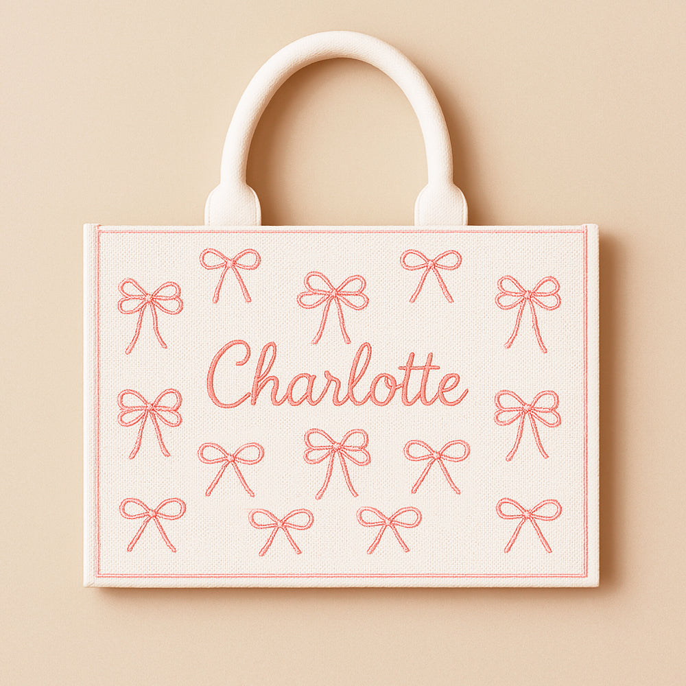 Pink Ribbon Beaded Tote