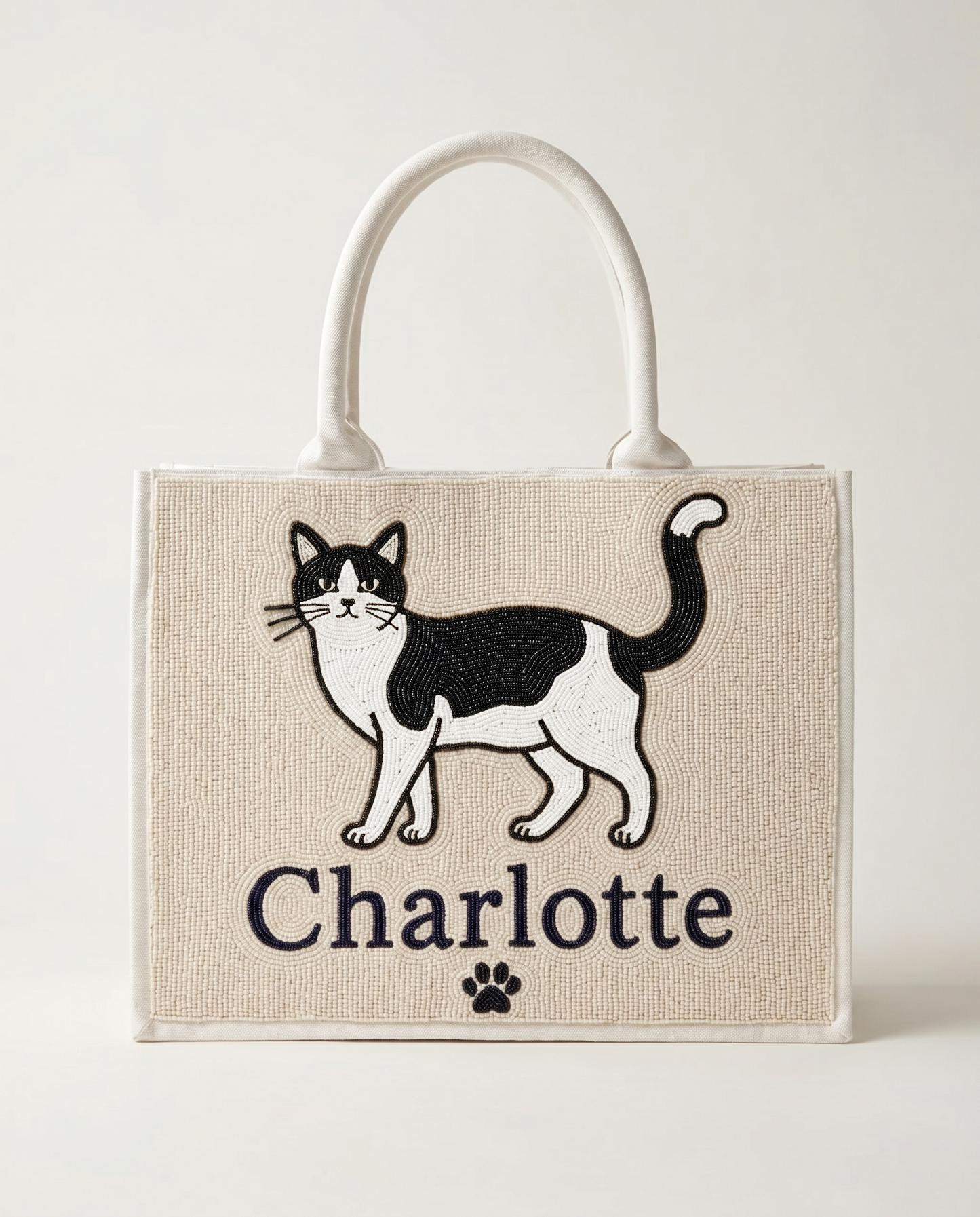 Custom Pet Beaded Tote Bag