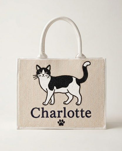 Custom Pet Beaded Tote Bag