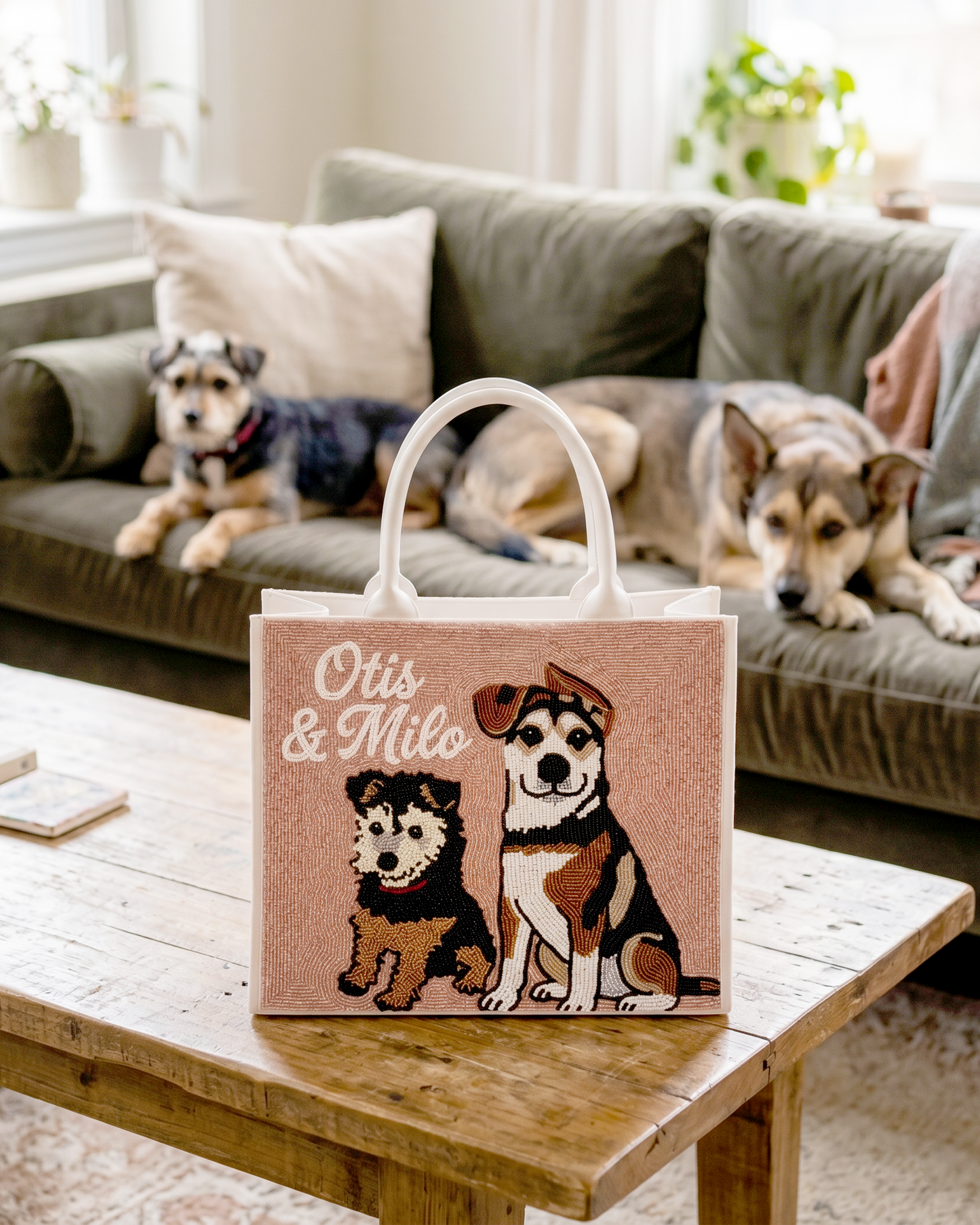Custom Pet Beaded Tote Bag
