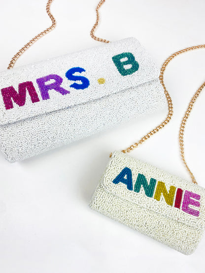 Beaded Mini Barrel Clutch for Flower Girl